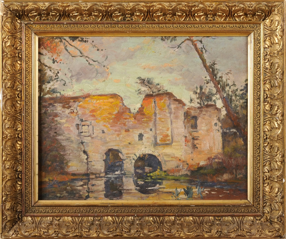 Marcel Poissonnié (1880-1949) Ruined Mill At Saint-michel-et-bonnefare Dordogne  Montaigne