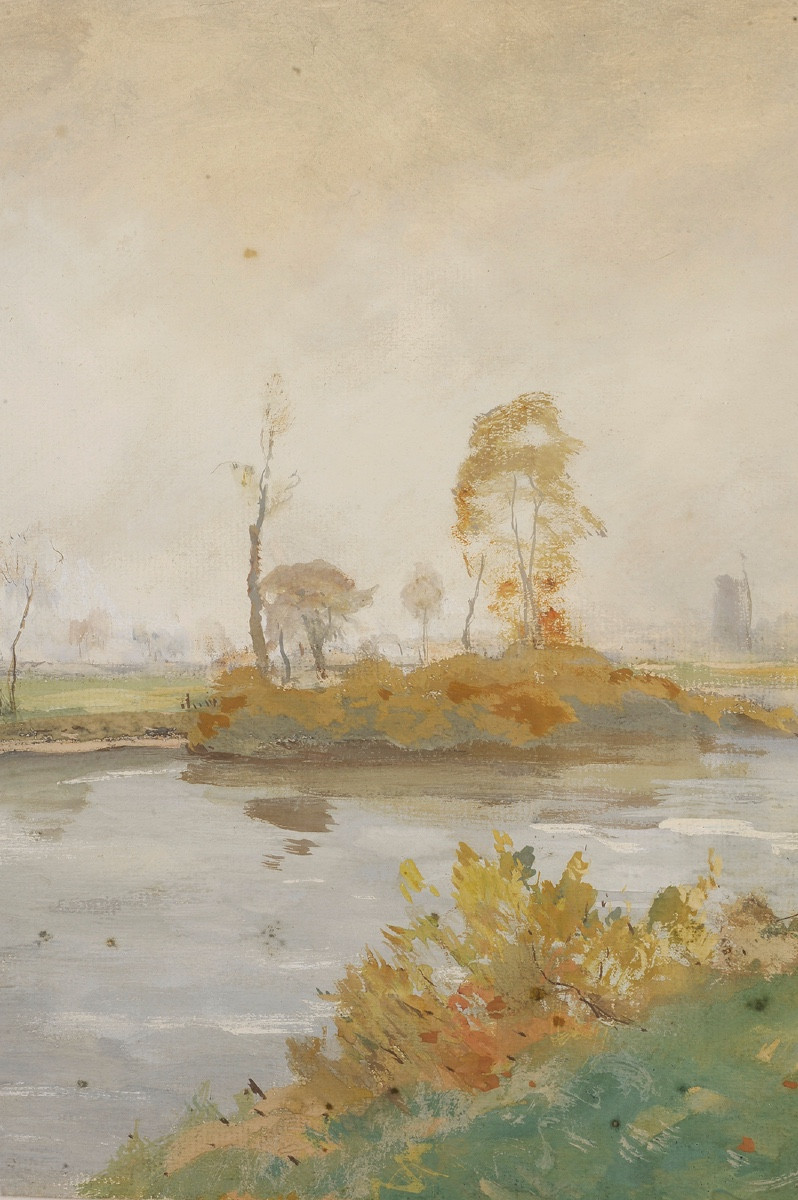 Louis Cabié (1853-1939) Brume d’automne sur la Vézère aux Eyzies Dordogne-photo-3