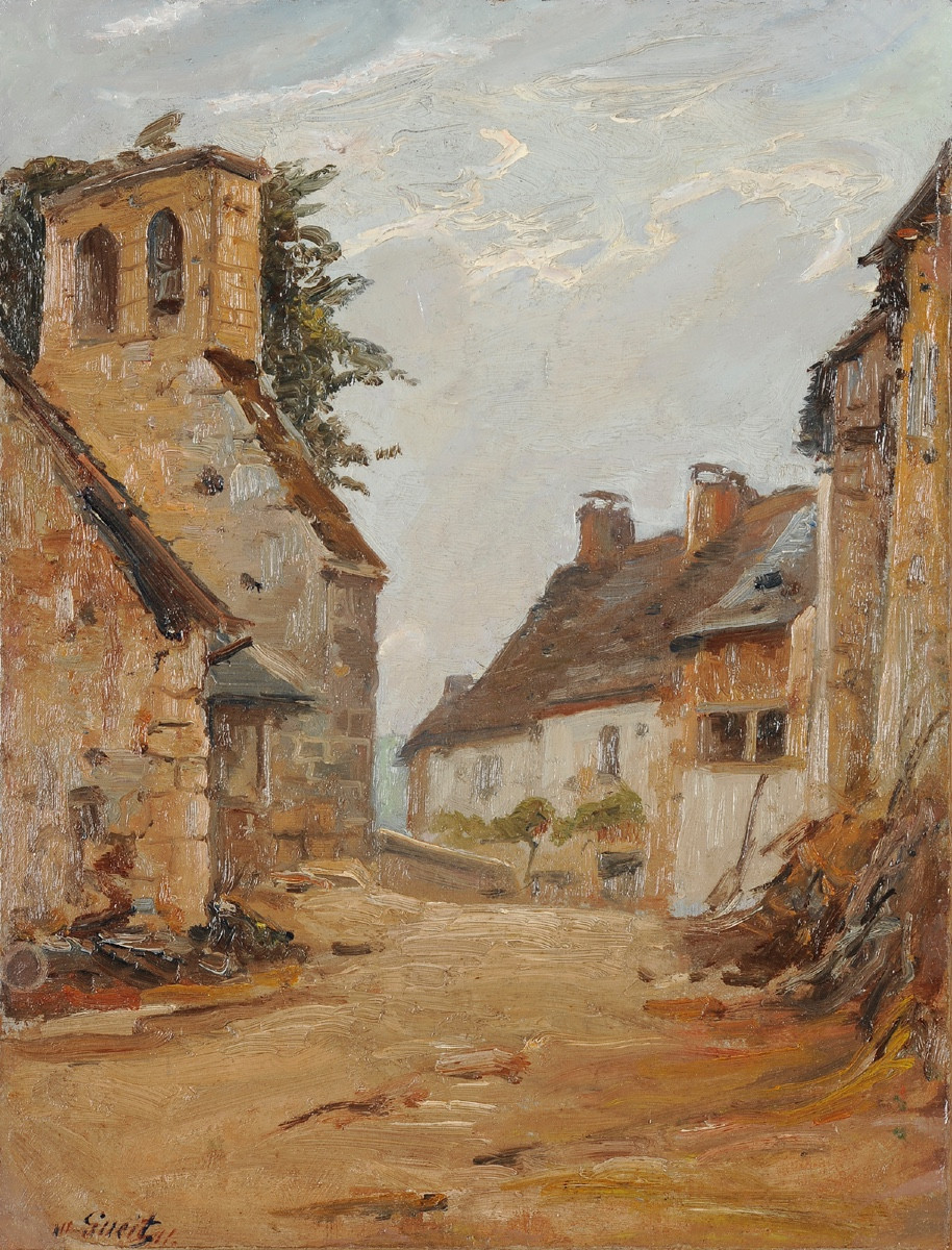 Marius Gueit (1877-1956) The Village Of Coly Périgord Dordogne Sarlat
