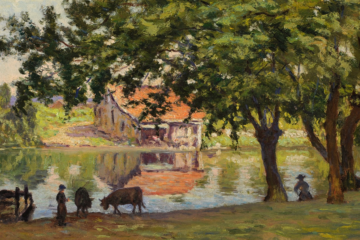 Jean-georges Pasquet (1851-1936) The Ferry At Campniac - Périgueux Dordogne-photo-2