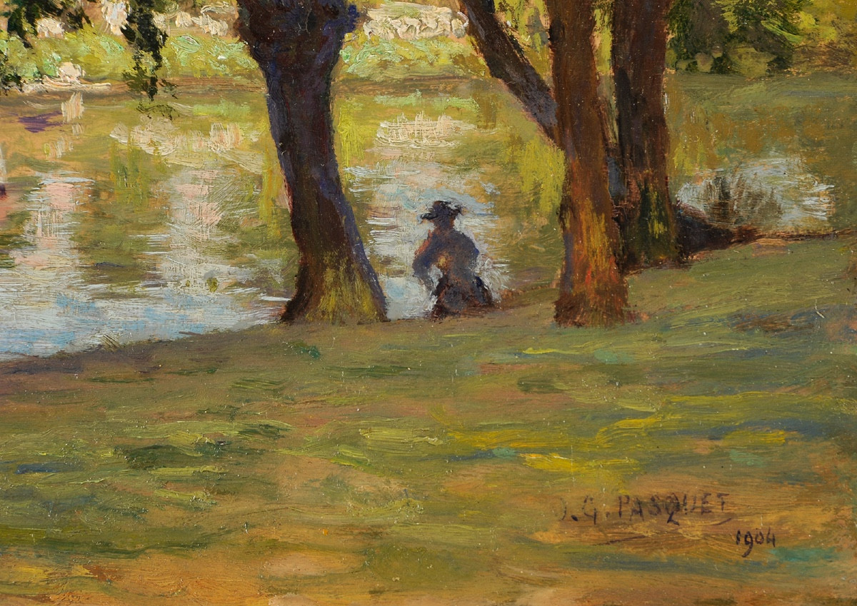 Jean-georges Pasquet (1851-1936) The Ferry At Campniac - Périgueux Dordogne-photo-3