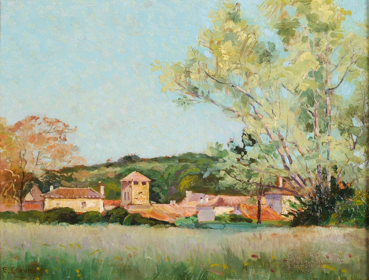 Emile Chaumont (1877-1927) Village en Périgord-photo-2
