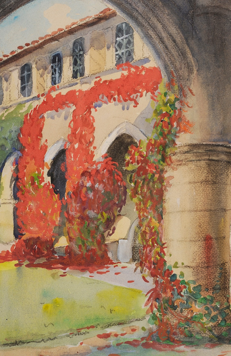 Robert Dessales-quentin (1885-1958) The Cloister Of Saint Jean De Côle Brantôme-photo-3