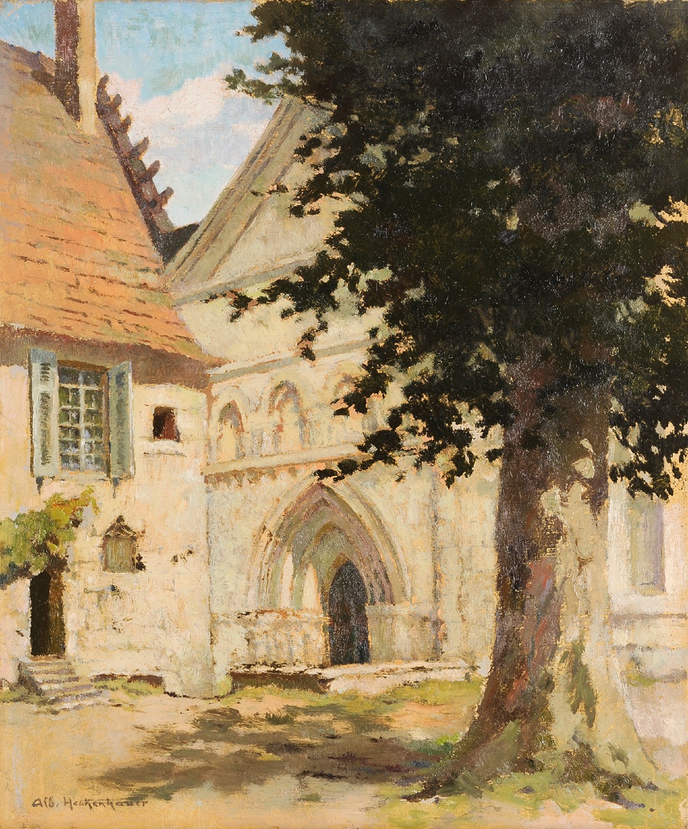 Albert Heckenhauer (1892-1982) Chancelade - Le parvis de l’abbatiale Périgueux Dordogne-photo-2