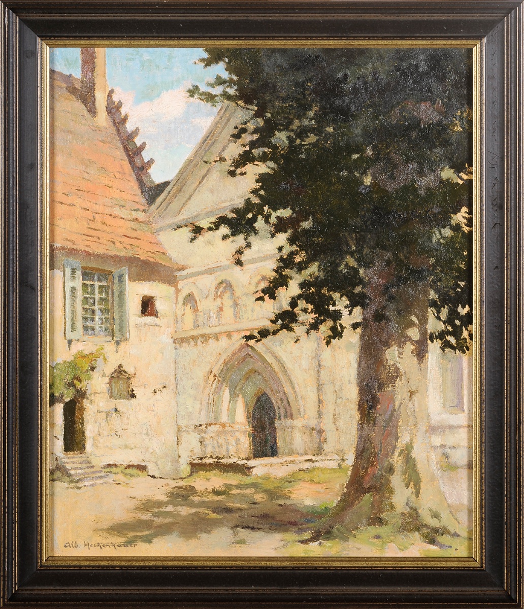 Albert Heckenhauer (1892-1982) Chancelade - Le parvis de l’abbatiale Périgueux Dordogne