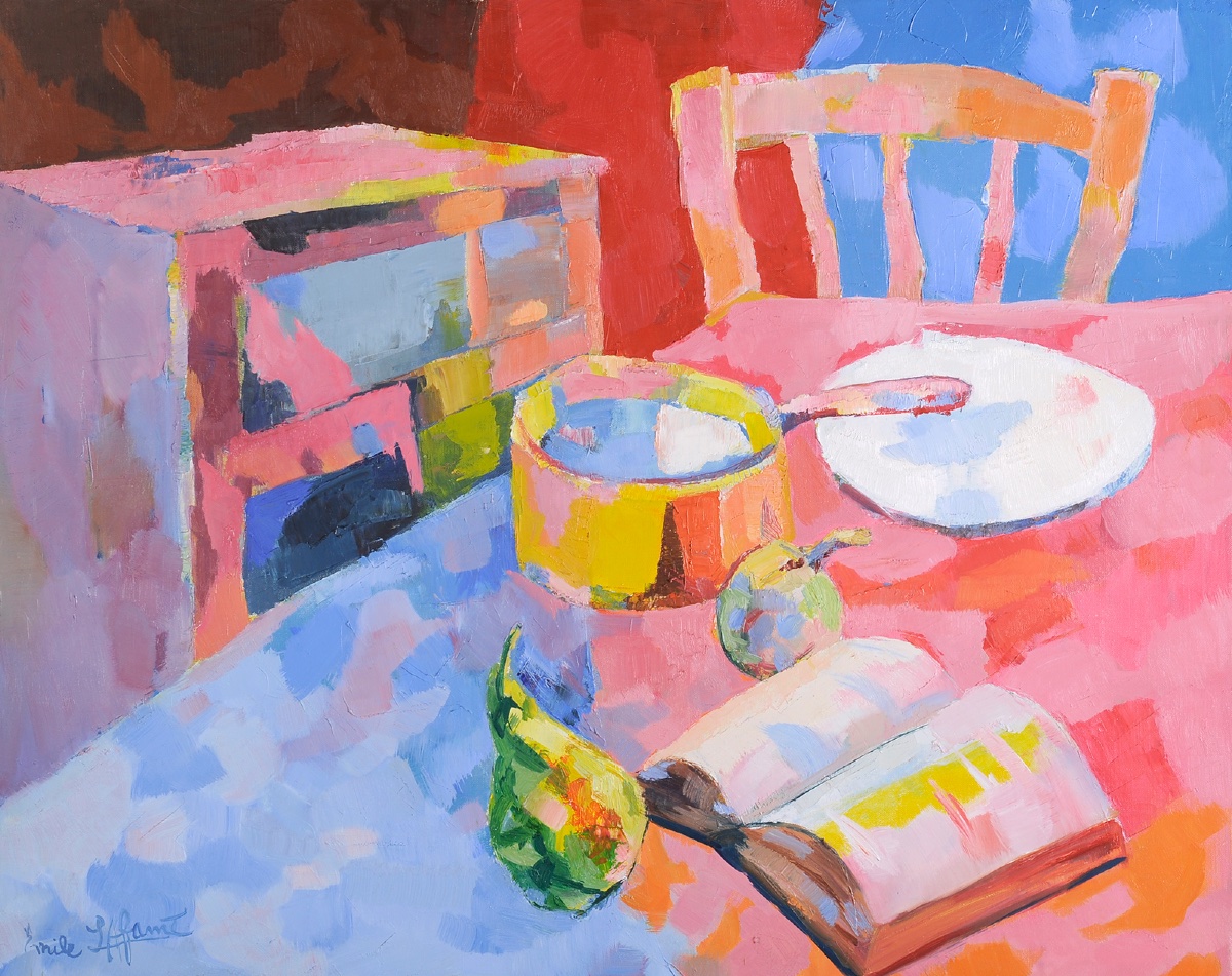 Émile Lafamé (1934-2017) Nature morte à la table-photo-2