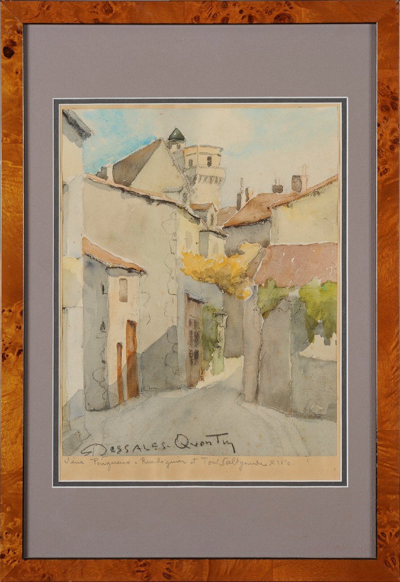 Robert Dessales-quentin (1885-1958) Tour Saltgourde Seen From Rue Séguier Périgueux Dordogne-photo-2