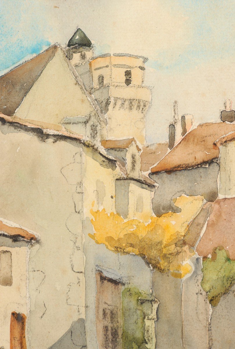 Robert Dessales-quentin (1885-1958) Tour Saltgourde Seen From Rue Séguier Périgueux Dordogne-photo-3