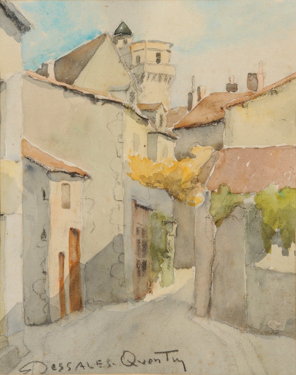 Robert Dessales-quentin (1885-1958) Tour Saltgourde Seen From Rue Séguier Périgueux Dordogne