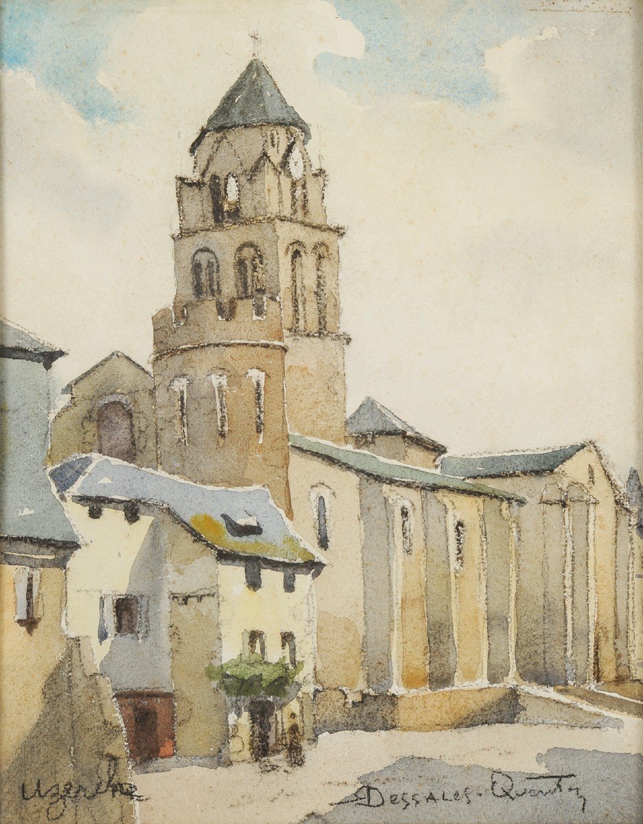 Robert Dessales-quentin (1885-1958) Abbey Of Saint Pierre d'Uzerche Corrèze