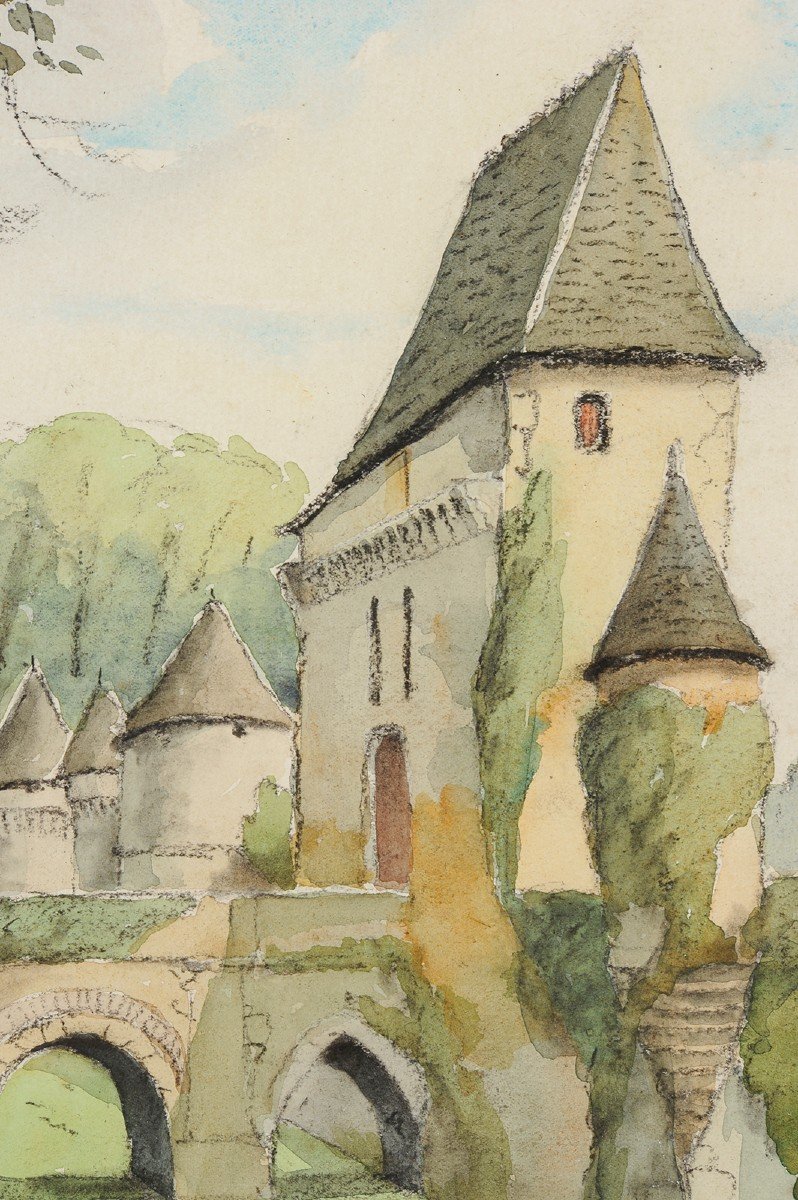 Robert Dessales-Quentin (1885-1958) Le château de Losse Dordogne Vézère Périgord-photo-3