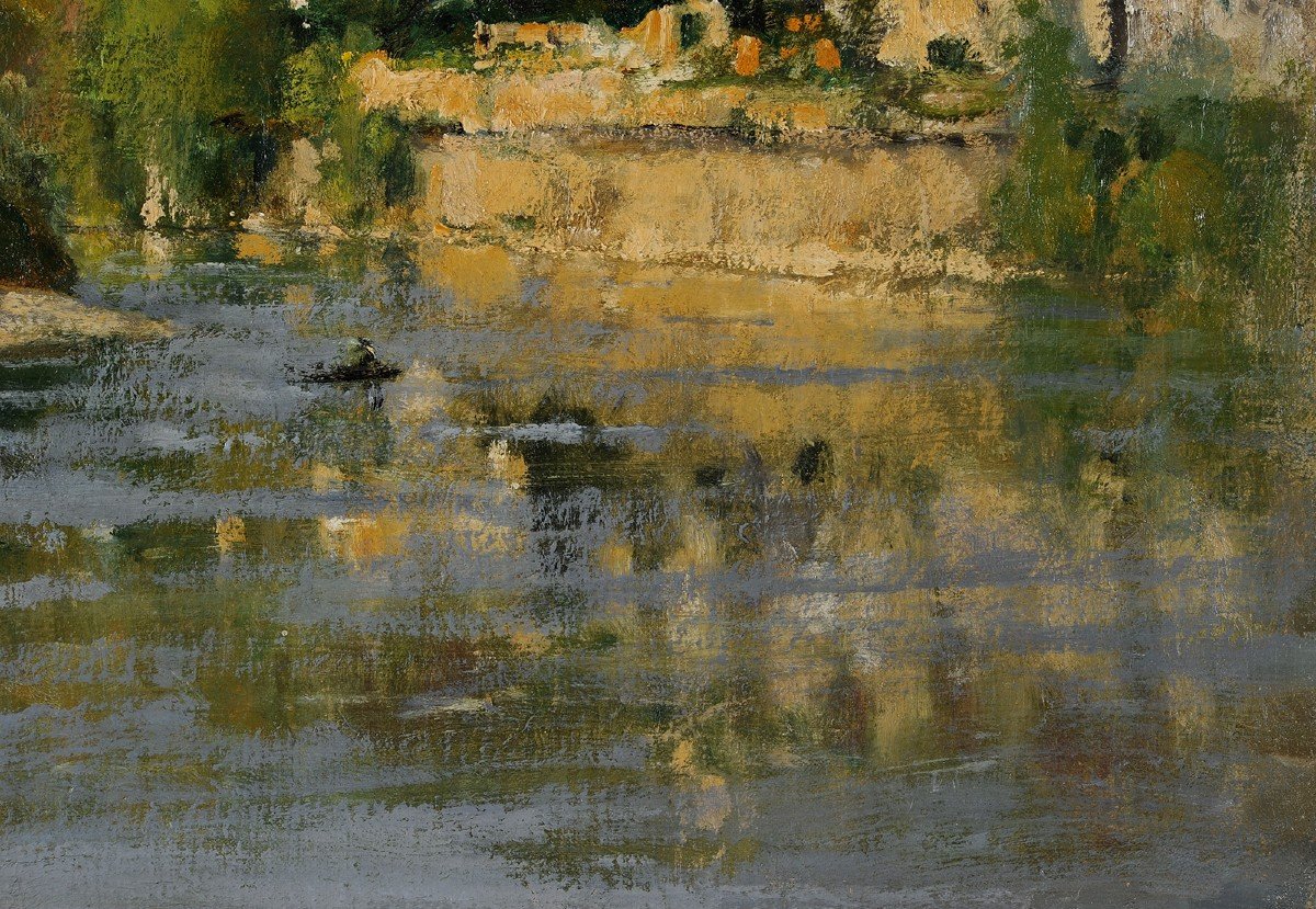 Louis-marie Désiré-lucas (1869-1949) The Dordogne At Beynac Périgord Sarlat-photo-3