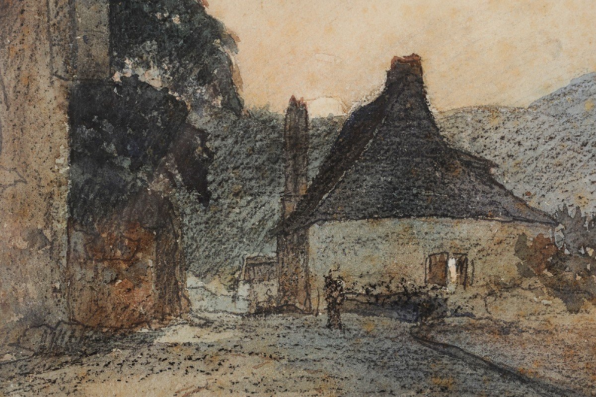 Louis Cabié (1853-1939) La rue du Moulin aux Eyzies Sarlat Périgord Dordogne-photo-3