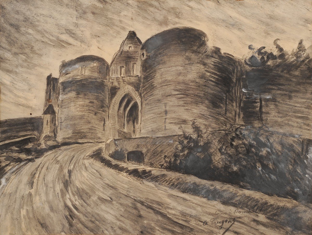 André Prugent (1882-1965) Porte des Tours à Domme Dordogne Sarlat Périgord