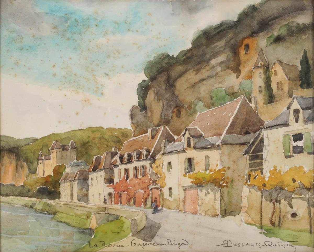 Robert Dessales-Quentin (1885-1958) La Roque Gageac et la Dordogne Périgord