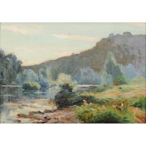 Emile Chaumont (1877-1927) The Banks Of The Dordogne Périgord