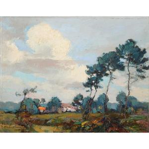 Emile Chaumont (1877-1927) Landscape Of The Landes Gironde