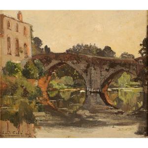 Louis Cabié (1853-1939) Le pont Saint-Antoine à Clisson Loire Atlantique Nantes