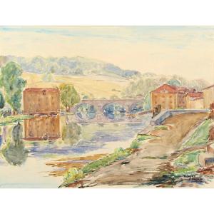 Gilbert-Privat (1892-1969) Les moulins de Cachepur et Saint Claire à Périgueux Dordogne