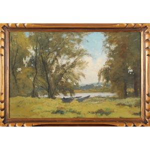 Louis Cabié (1853-1939) La Garonne à Portets Gironde rivière