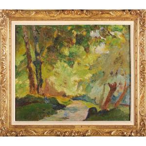 André Prugent (1882-1965) Chemin de sous-bois à Chancelade Périgueux Dordogne