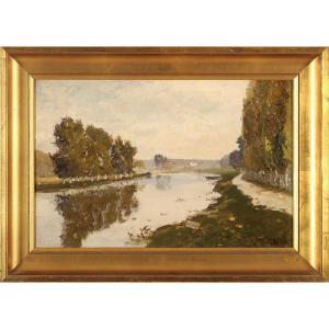 Louis Cabié (1853-1939) The Charente River At Cognac Châtenay