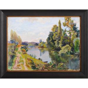 Georges Darnet (1859-1936) Banks Of The Isle River, Dordogne, Périgord