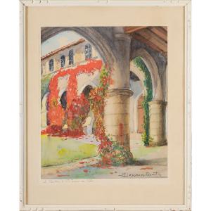 Robert Dessales-Quentin (1885-1958) Le cloître de Saint Jean de Côle Brantôme