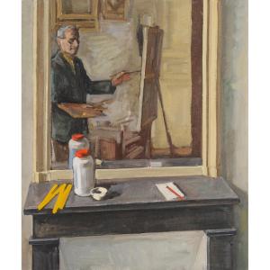Louis Peyré (1923–2012) Self-portrait With The Yellow Tape Measure