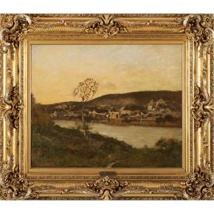Louis Cabié (1853–1939) Lalinde, Sunset Over The Dordogne In The Périgord