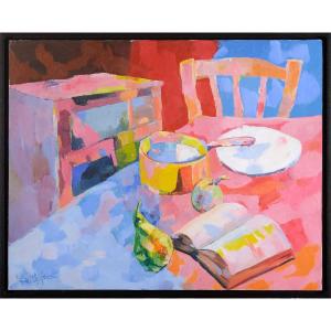 Émile Lafamé (1934-2017) Nature morte à la table