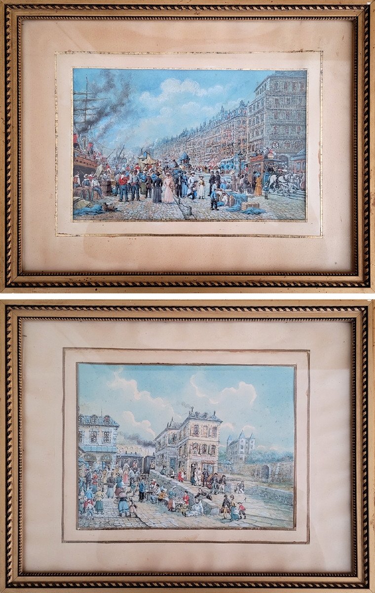 Paire d'aquarelles par Henri LAFARGE DE GAILLARD