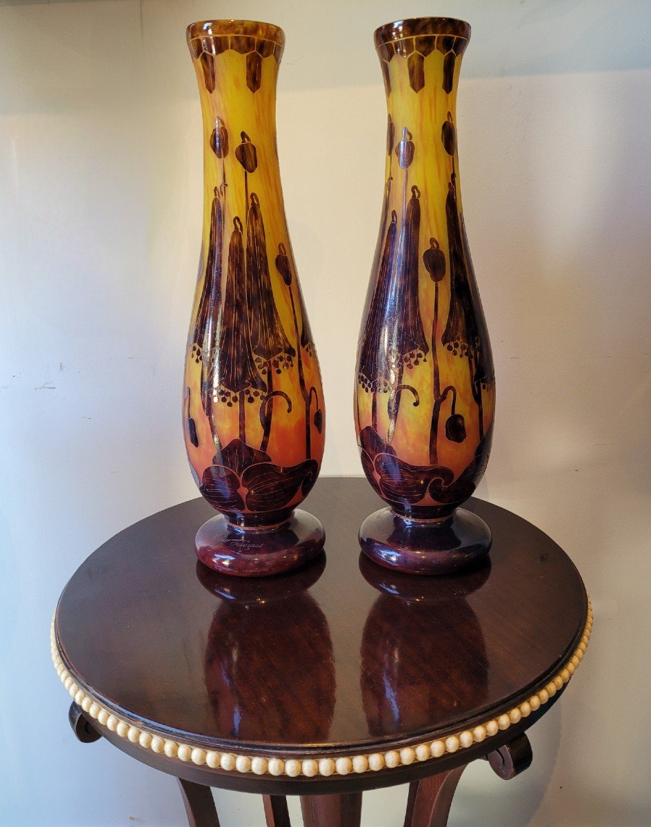 Pair Of Large Vases French Glass
