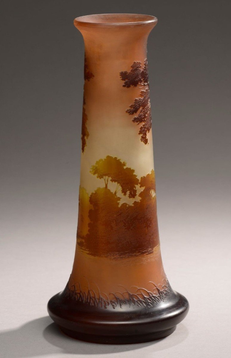 Vase Emile GALLE à décor paysage lacustre -photo-2