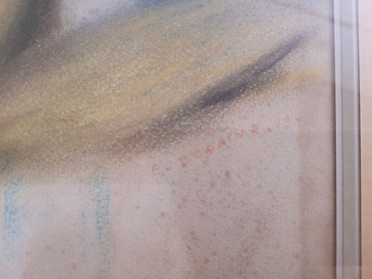 Pastel  signé Édouard DEGAINE de 1929-photo-3