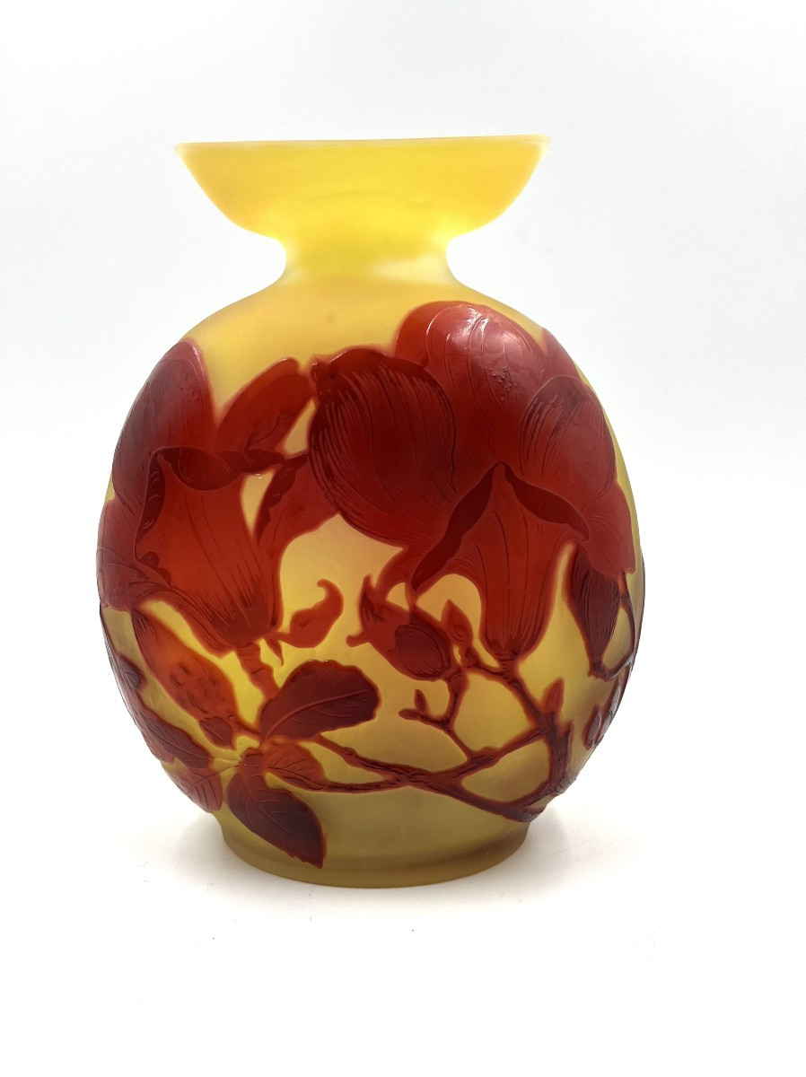 Vase Emille Gallé " Magnolias "-photo-4