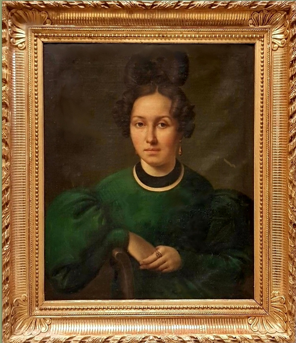 Portrait d'élégante, école Française du XIXe siecle-photo-2