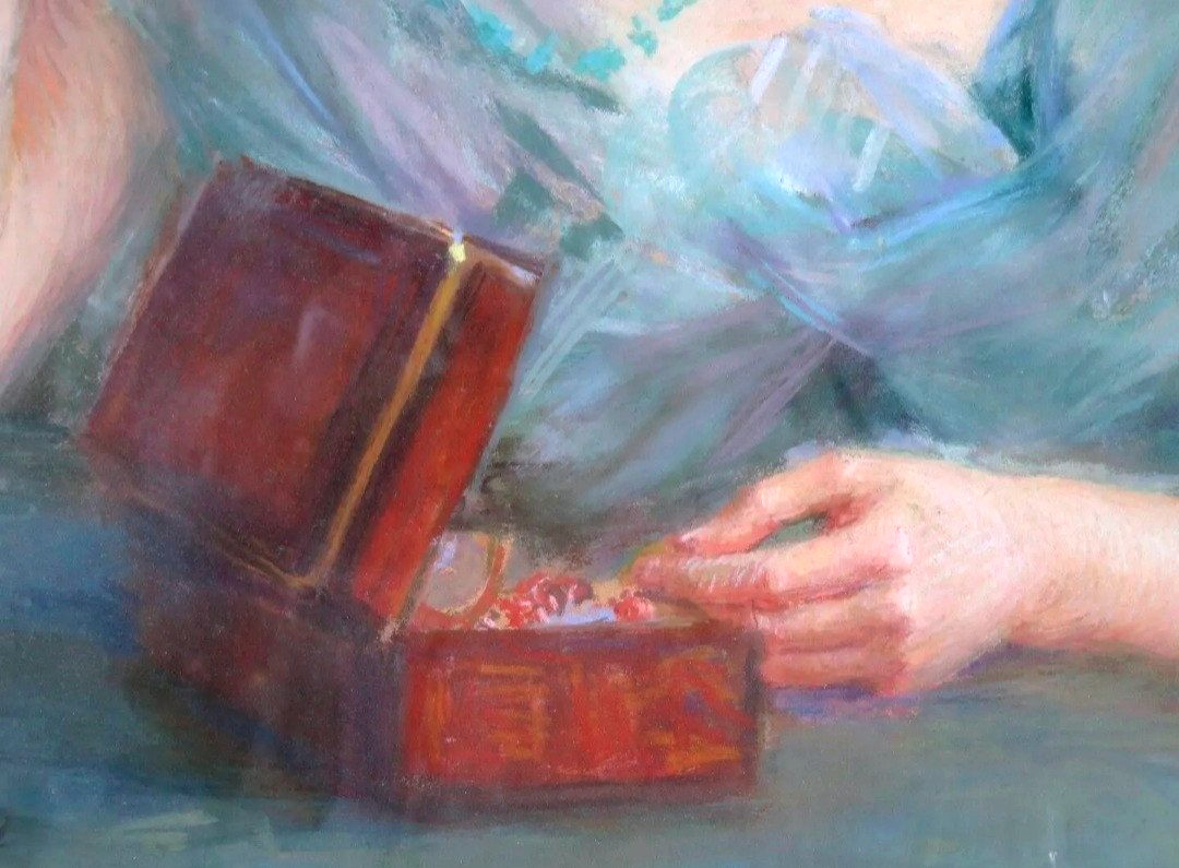 Tableau pastel de Jeanne PINOT XIXe siècle-photo-4