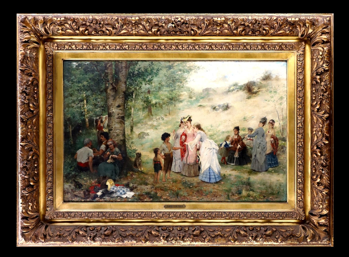 Christmas Painting Saunier 19th Century-photo-2
