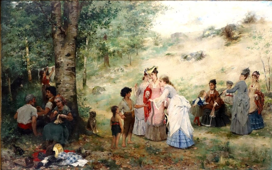 Christmas Painting Saunier 19th Century-photo-3