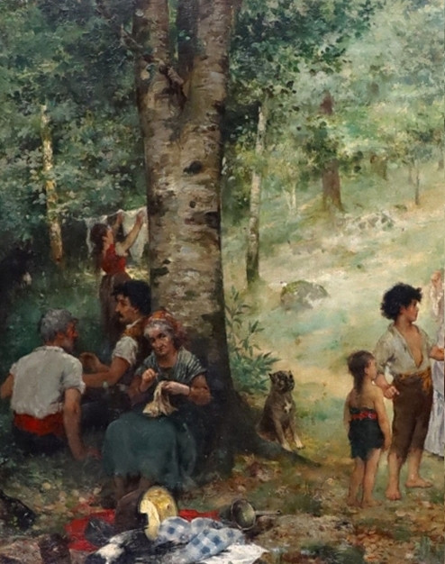 Christmas Painting Saunier 19th Century-photo-1