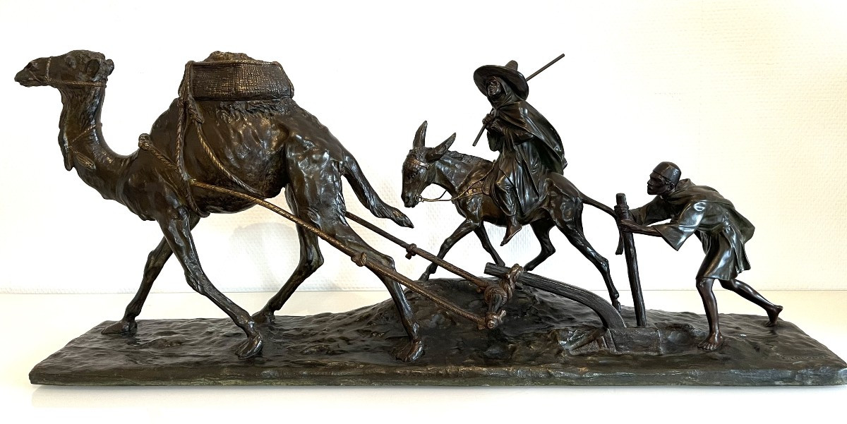 E . Drouot bronze " laboureur arabe "