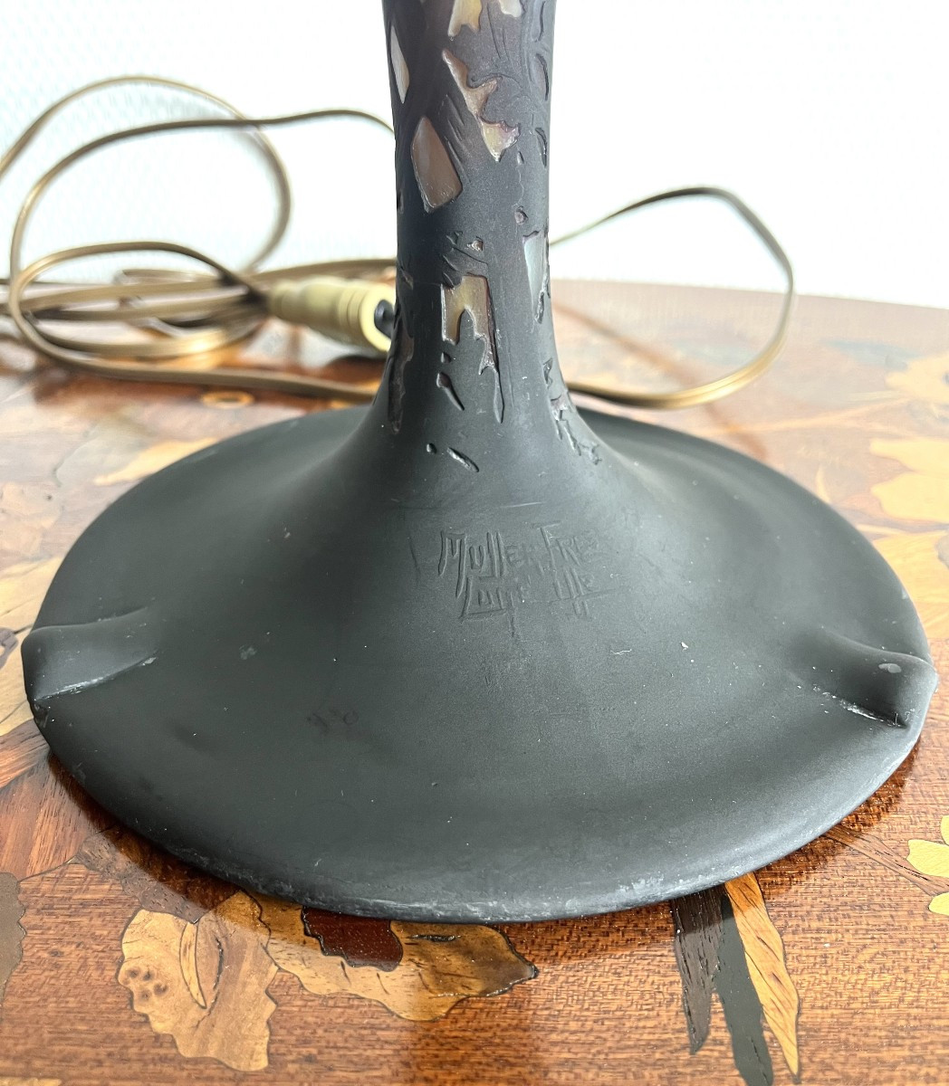 Lampe Muller Frères Lunéville " anémones " ART NOUVEAU-photo-5