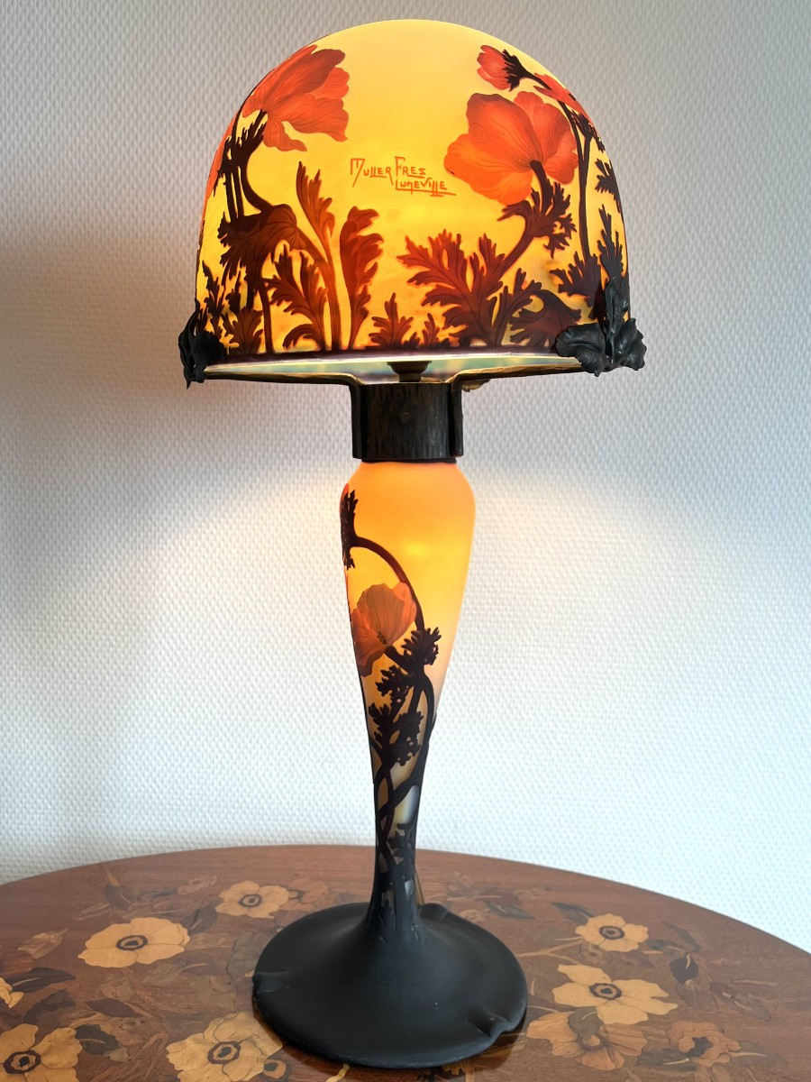 Lampe Muller Frères Lunéville " anémones " ART NOUVEAU-photo-7