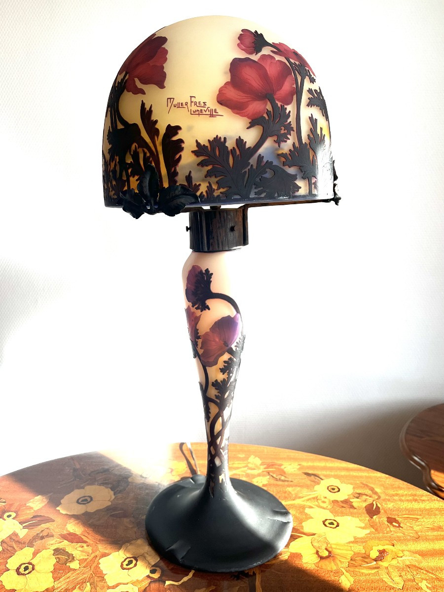 Lampe Muller Frères Lunéville " anémones " ART NOUVEAU