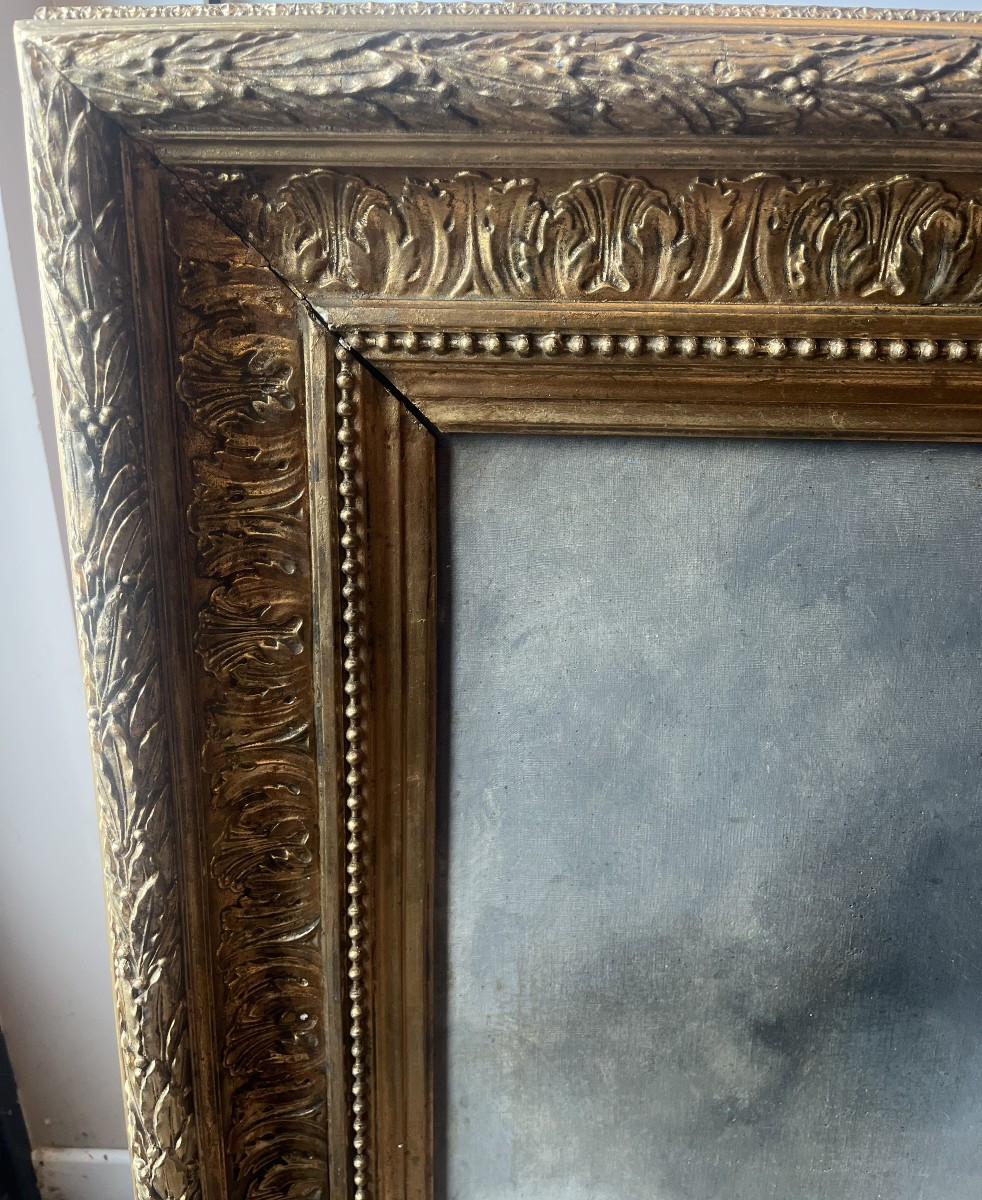 Paire de marines et paysage côtier- huile sur toile signé Godchau, XIXe siècle -photo-3