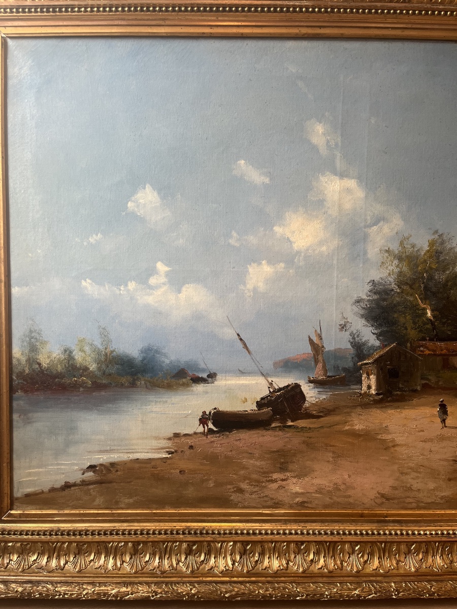 Coastal Landscape - Oil On Canvas Signed Godchau, 19th Century-photo-2