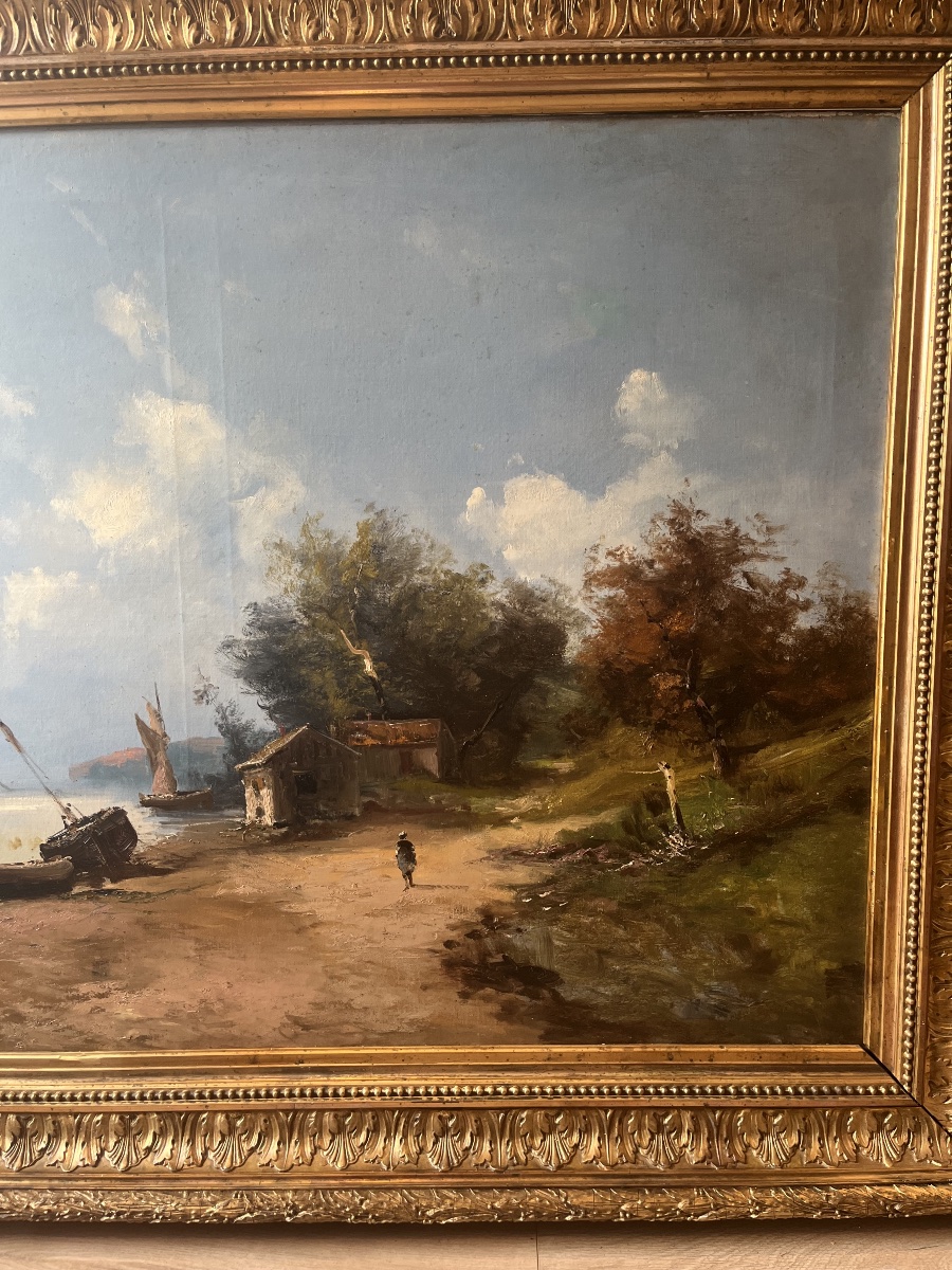 Coastal Landscape - Oil On Canvas Signed Godchau, 19th Century-photo-3