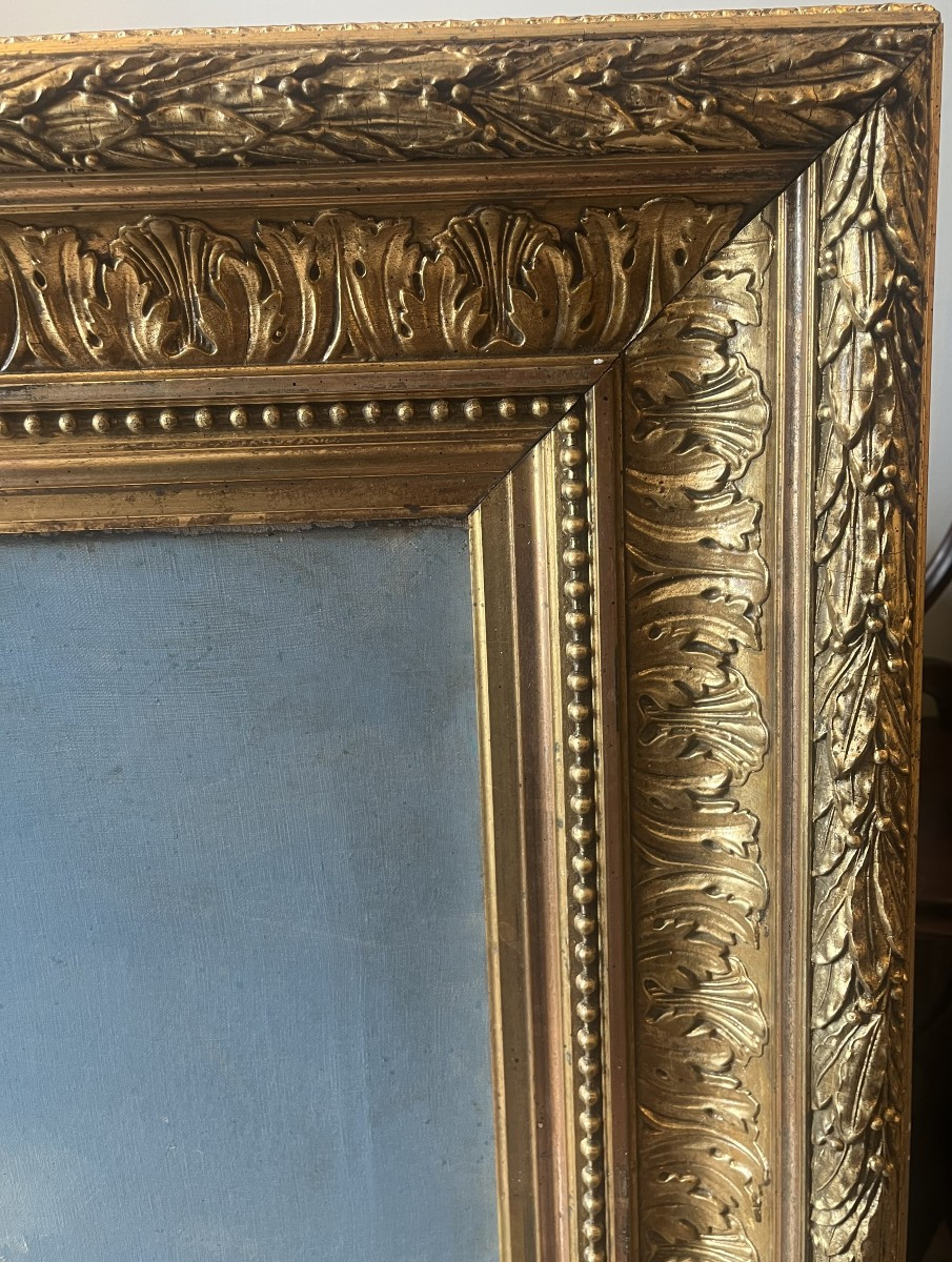 Paire de marines et paysage côtier- huile sur toile signé Godchau, XIXe siècle -photo-3