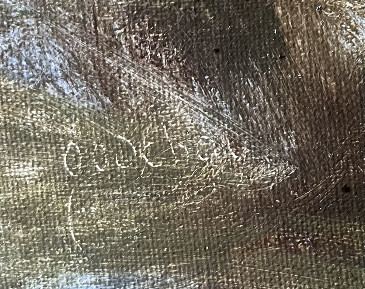 Paire de marines et paysage côtier- huile sur toile signé Godchau, XIXe siècle -photo-4